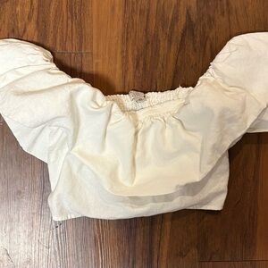 a new day Cream Off-Shoulder Smocked Crop Top